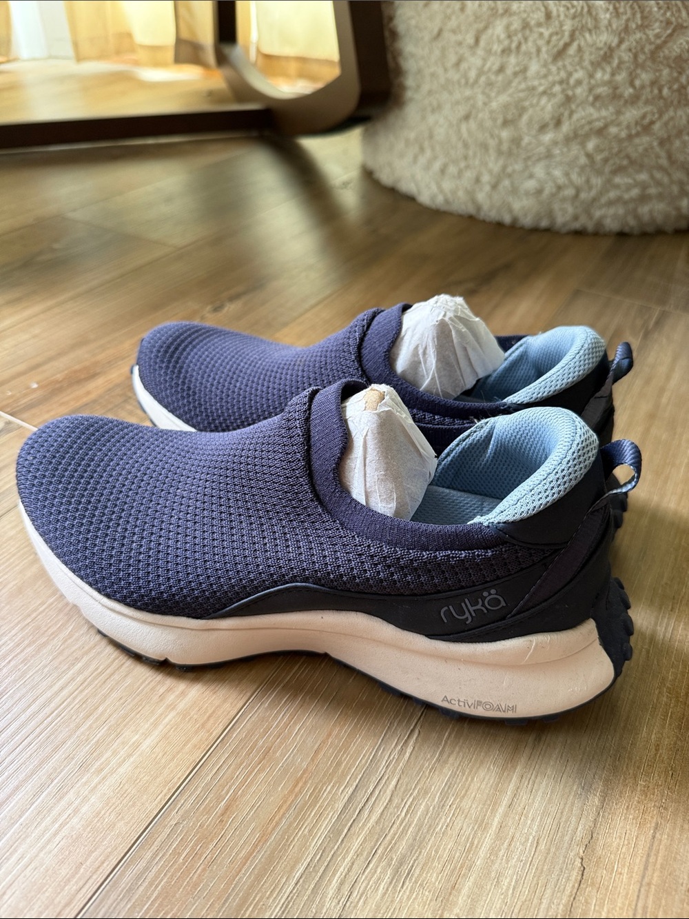 Ryka Navy and Light Blue Slip-On Women's Sneakers with White Midsole
